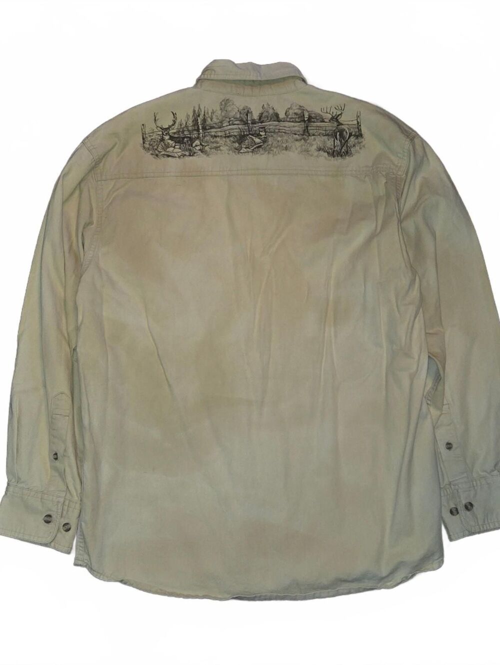 Rugged Earth City Outfitters Men’s Hunting Shirt Deer Buck Size Medium Khaki